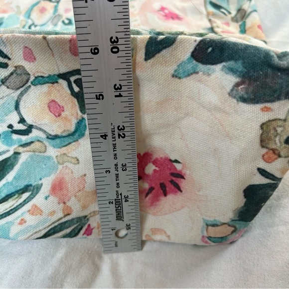 Large Boho, Beach, Cottage core vacation floral canvas tote bag with tag - Picture 5 of 7